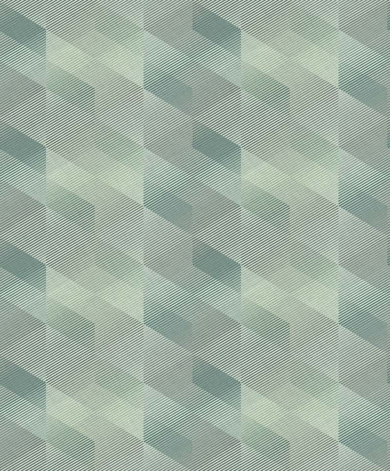 media image for Affinity 3D Rhombus Stripe Geometric Wallpaper in Green 261