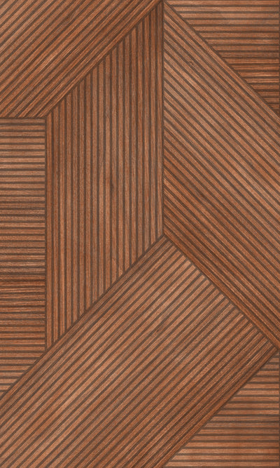 product image of Geometric Wood Panel Wallpaper in Terracotta 50