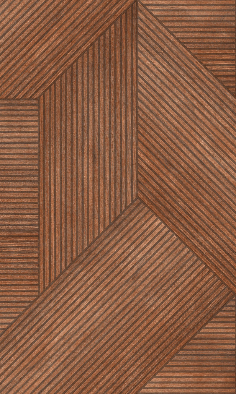 media image for Geometric Wood Panel Wallpaper in Terracotta 222