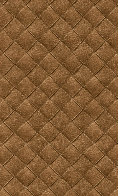 product image of Tahiti Leather Patchwork Geometric Wallpaper in Cognac 561