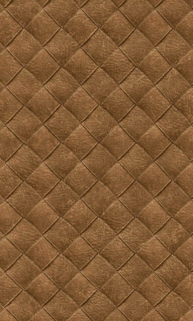 media image for Tahiti Leather Patchwork Geometric Wallpaper in Cognac 233