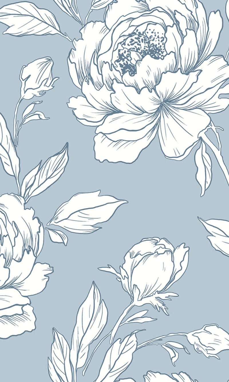 media image for Bold Floral Abstract Wallpaper in Dusty Blue 276