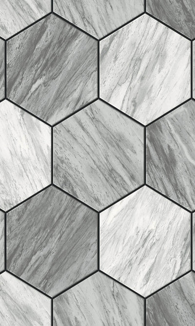 product image of Geometric Hexagon Wallpaper in Steel Harbor 56