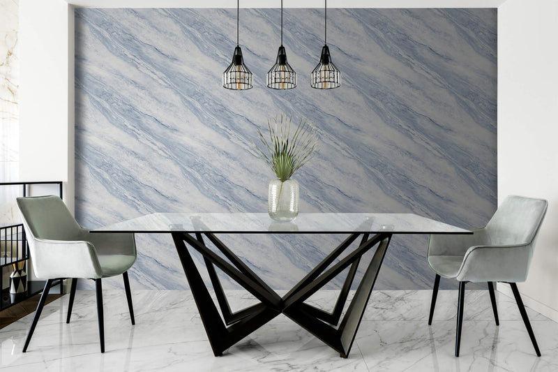media image for Simple Marble Wallpaper in Blue Mist 244