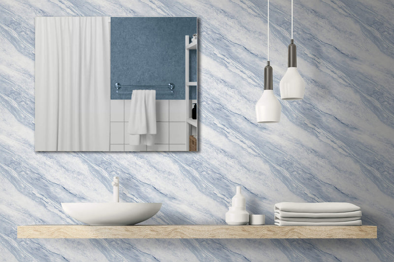 media image for Simple Marble Wallpaper in Blue Mist 21