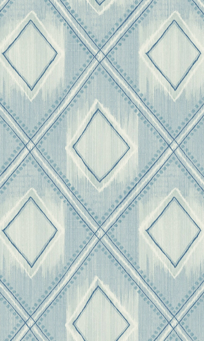 media image for Sample Geometric Diamond Wallpaper in Blue Stone 212