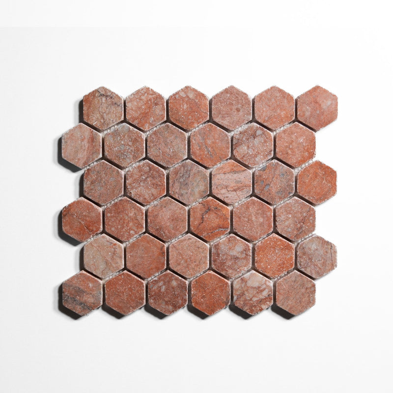 media image for Rojo Breccia 2" Hexagon Tile 213