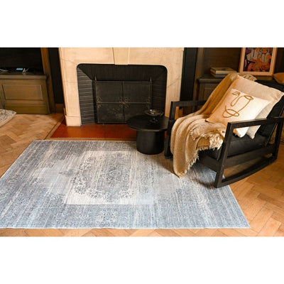 product image for Light Blue Floral Garden Traditional Area Rug 88