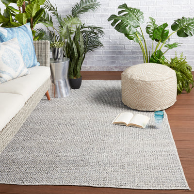 product image for Crispin Indoor/Outdoor Solid Grey & Ivory Rug by Jaipur Living 9