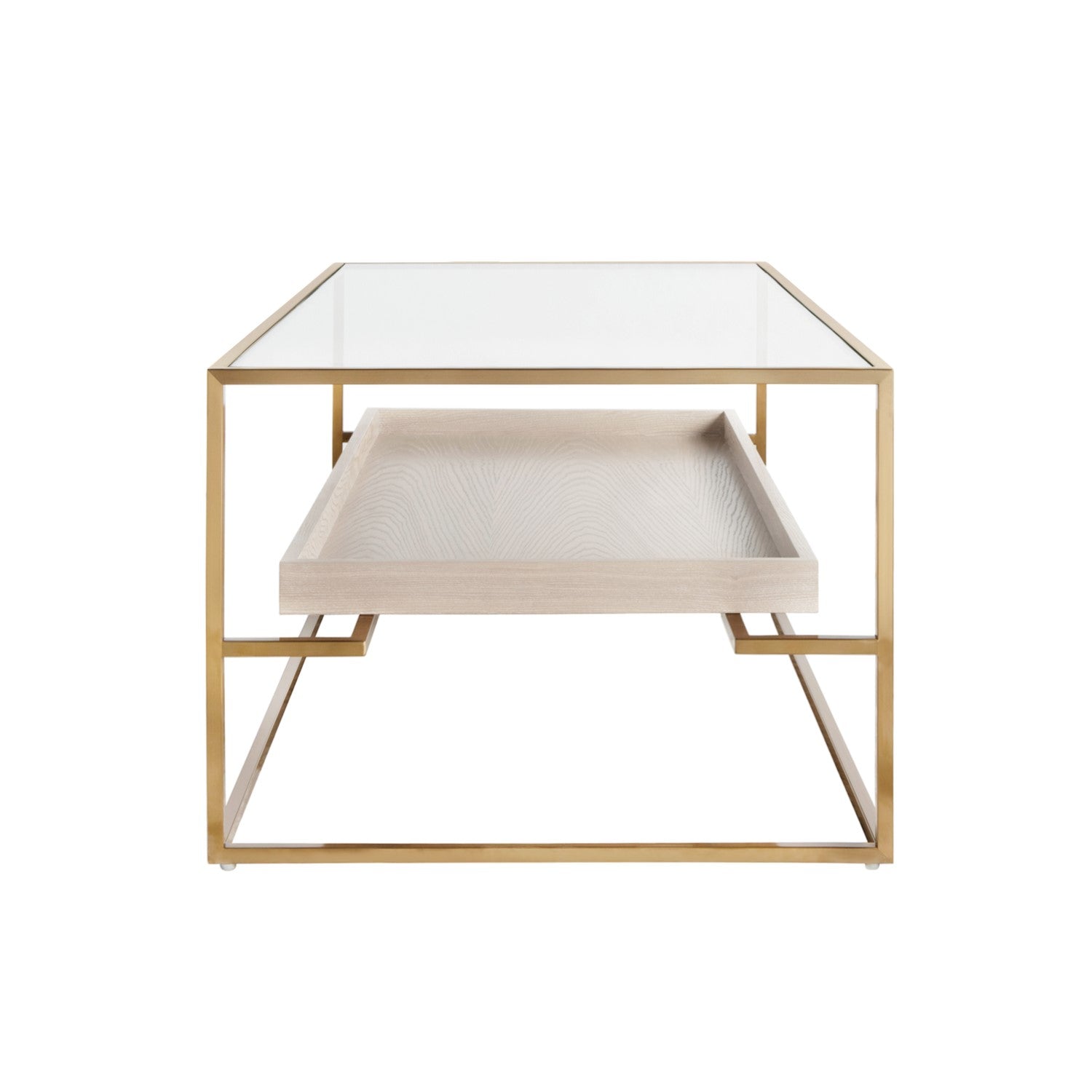 Shop Glass Top Coffee Table With Floating Shelf | Burke Decor