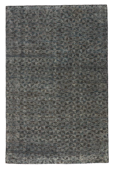 product image for Zaid Hand-Knotted Geometric Gray & Black Area Rug 36