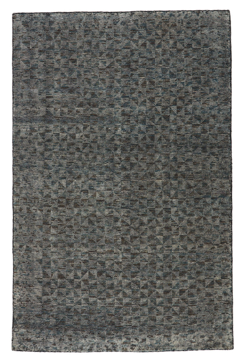 media image for Zaid Hand-Knotted Geometric Gray & Black Area Rug 253