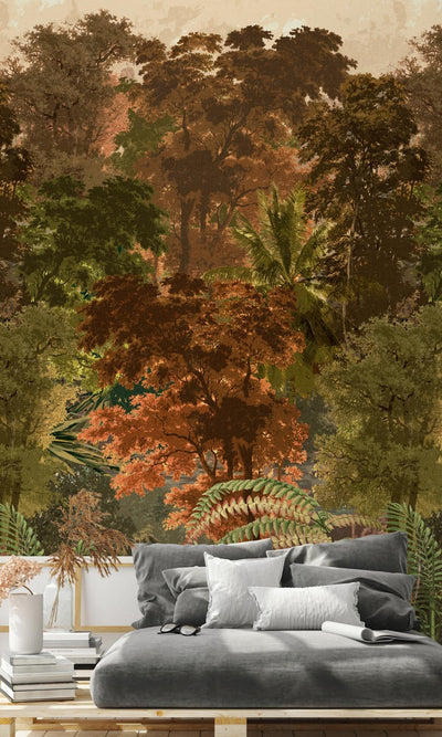 product image for Lush Foliage Jungle Wall Mural in Autumn 5