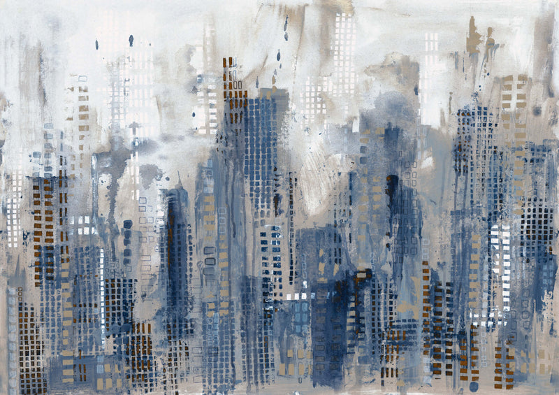media image for New York Skyline City Scapes Wall Mural in Blue 231