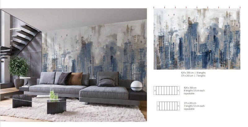 media image for New York Skyline City Scapes Wall Mural in Blue 21
