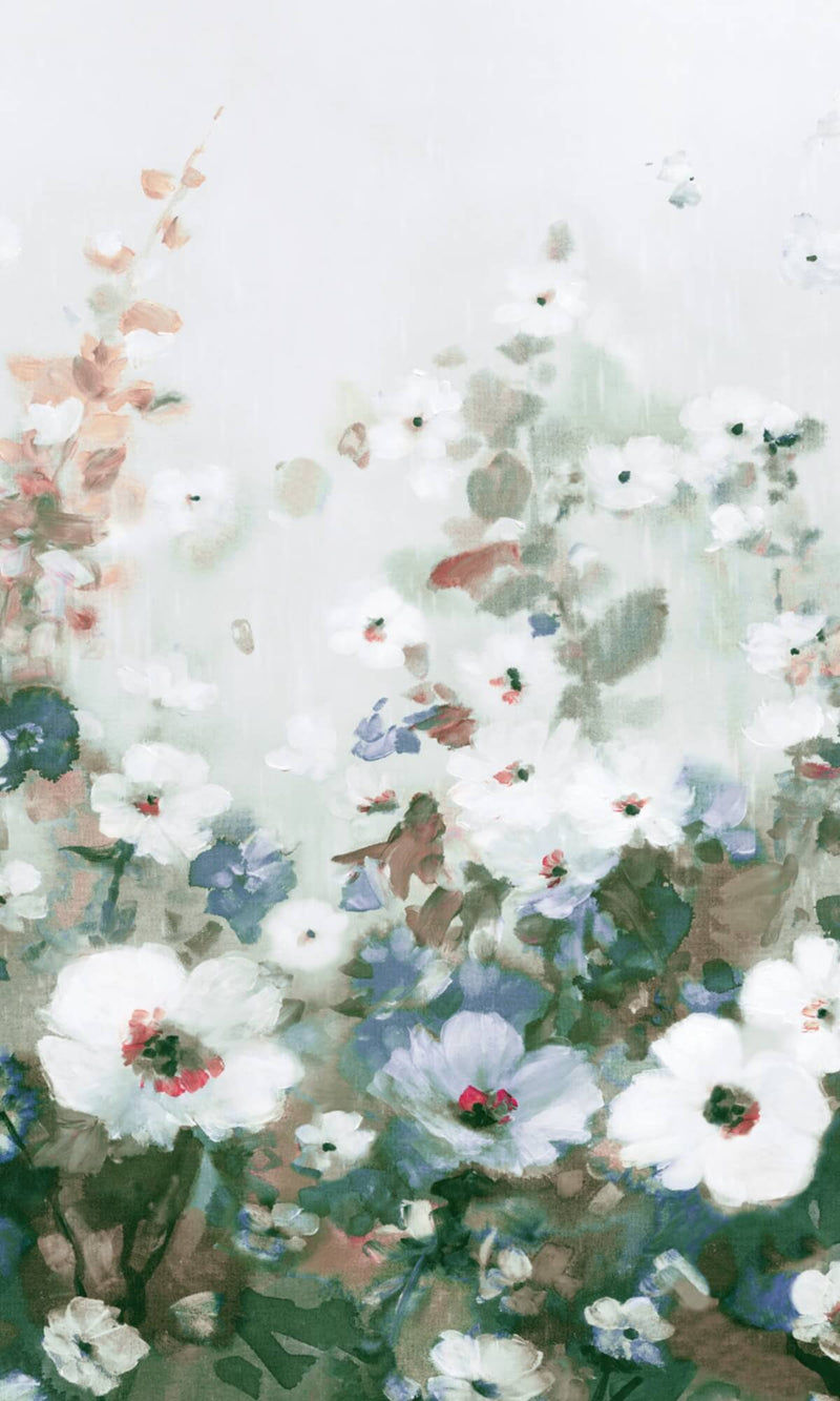 media image for Painted Flowers Floral Wall Mural in Blue 231