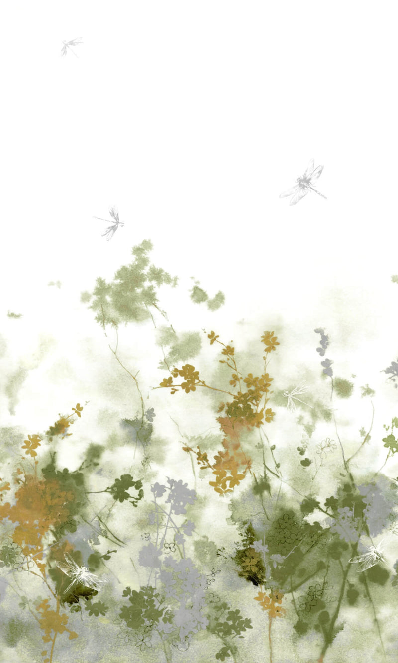 media image for Floral Prints/Butterflies Wall Mural in Green 253