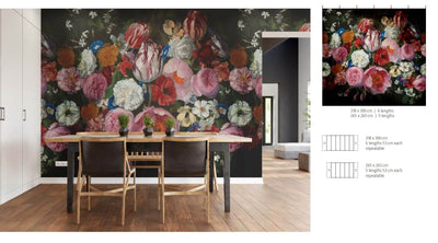 product image for Bold Wild Roses Floral Wall Mural in Black 9