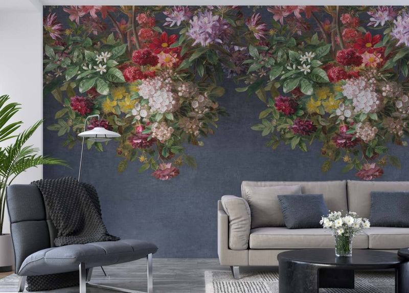 media image for Hanging Floral Blossoms Wall Mural in Beige 290