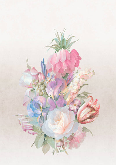 product image for Bold Floral Bouquet Wall Mural in Pink/Blue 35