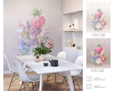 product image for Bold Floral Bouquet Wall Mural in Pink/Blue 56