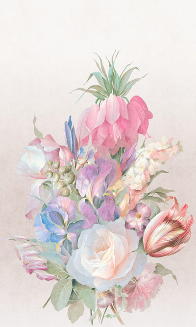 product image of Bold Floral Bouquet Wall Mural in Pink/Blue 587