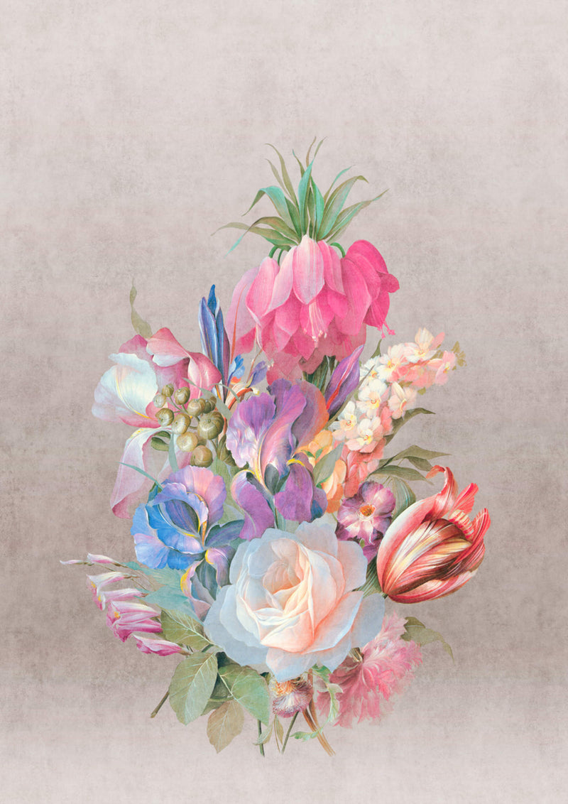 media image for Bold Floral Bouquet Wall Mural in Pink 299