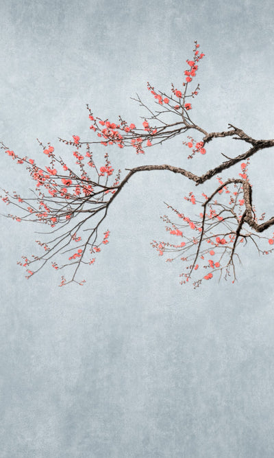 product image for Hand Painted Cherry Blossom Floral Wall Mural in Grey 10