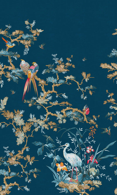 product image for Stork/Exotic Birds Tropical Wall Mural in Blue 99
