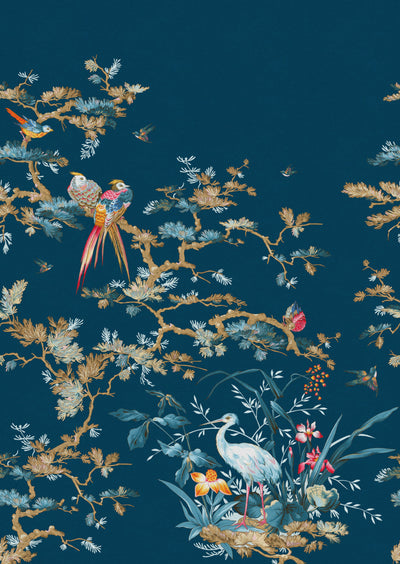 product image for Stork/Exotic Birds Tropical Wall Mural in Blue 9