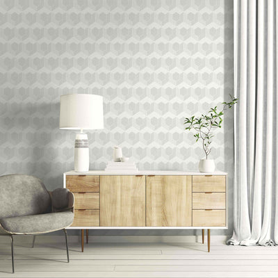 product image for 3D Hexagon Wallpaper in Soft Grey 6