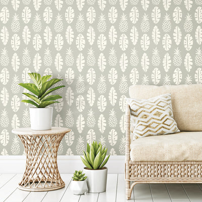 product image for Pineapple Block Print Peel & Stick Wallpaper in Grey by York Wallcoverings 38