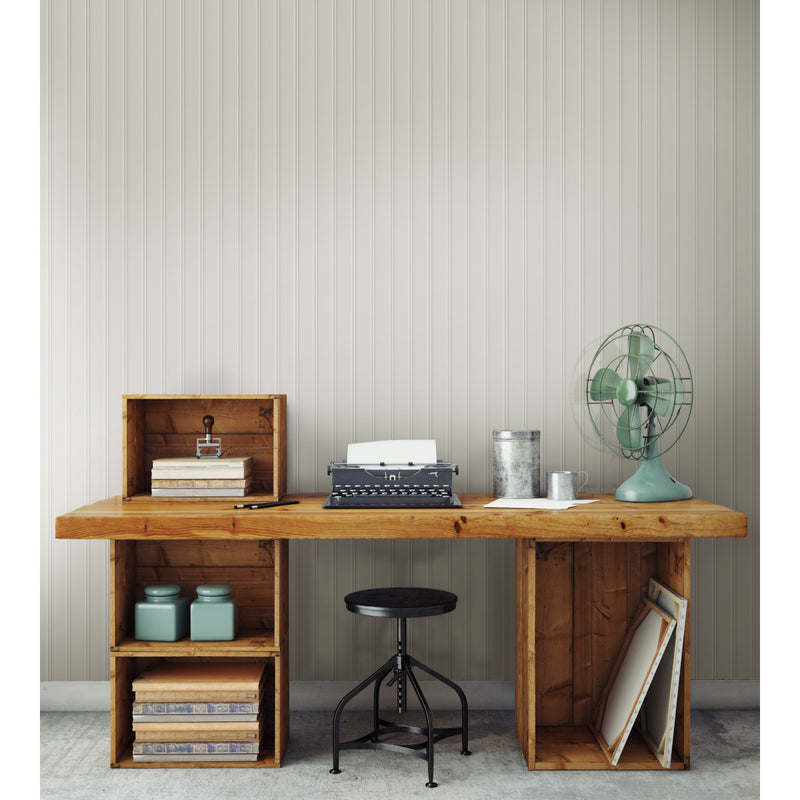media image for Beadboard Peel & Stick Wallpaper in Taupe by York Wallcoverings 224