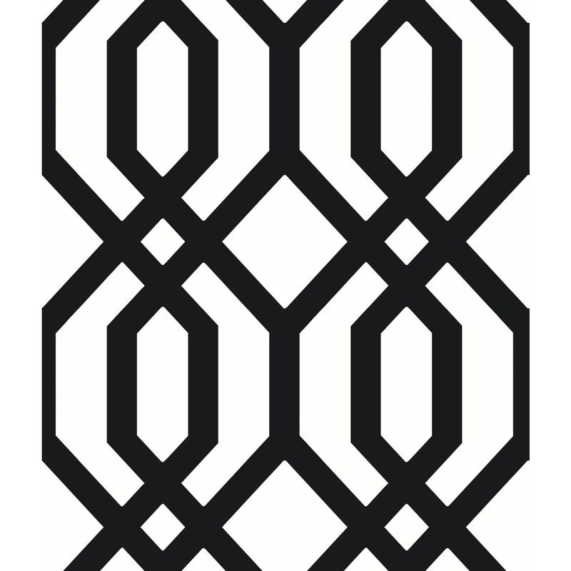 media image for Gazebo Lattice Peel & Stick Wallpaper in Black and White by York Wallcoverings 222