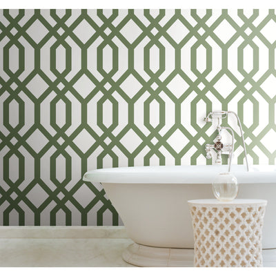 product image for Gazebo Lattice Peel & Stick Wallpaper in Green by York Wallcoverings 29
