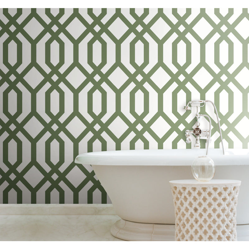 media image for Gazebo Lattice Peel & Stick Wallpaper in Green by York Wallcoverings 21