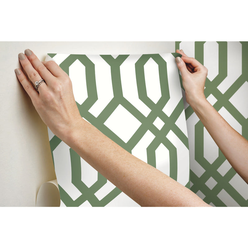 media image for Gazebo Lattice Peel & Stick Wallpaper in Green by York Wallcoverings 25