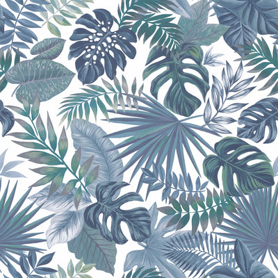 product image of Palm Frond Toss Peel & Stick Wallpaper in Blue by York Wallcoverings 539