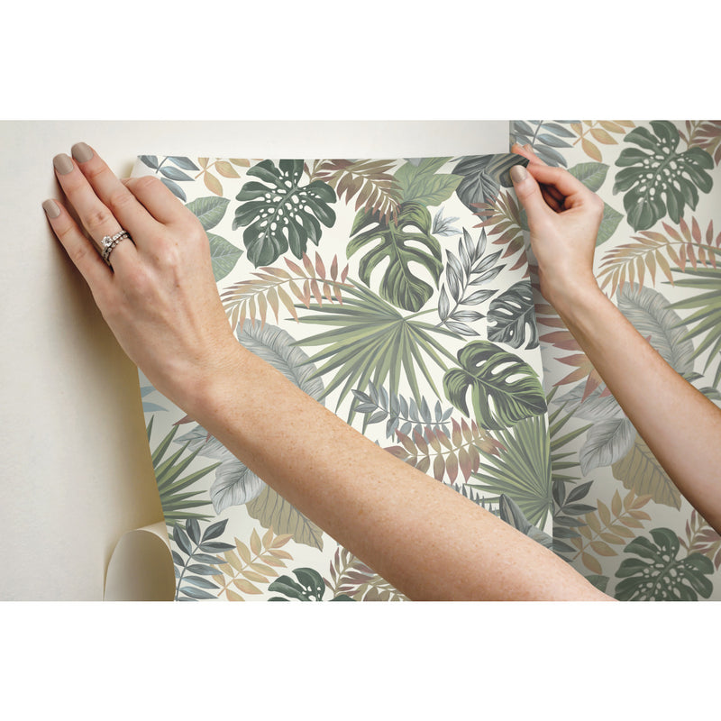 Shop Palm Frond Toss Peel & Stick Wallpaper in Green and Orange Burke