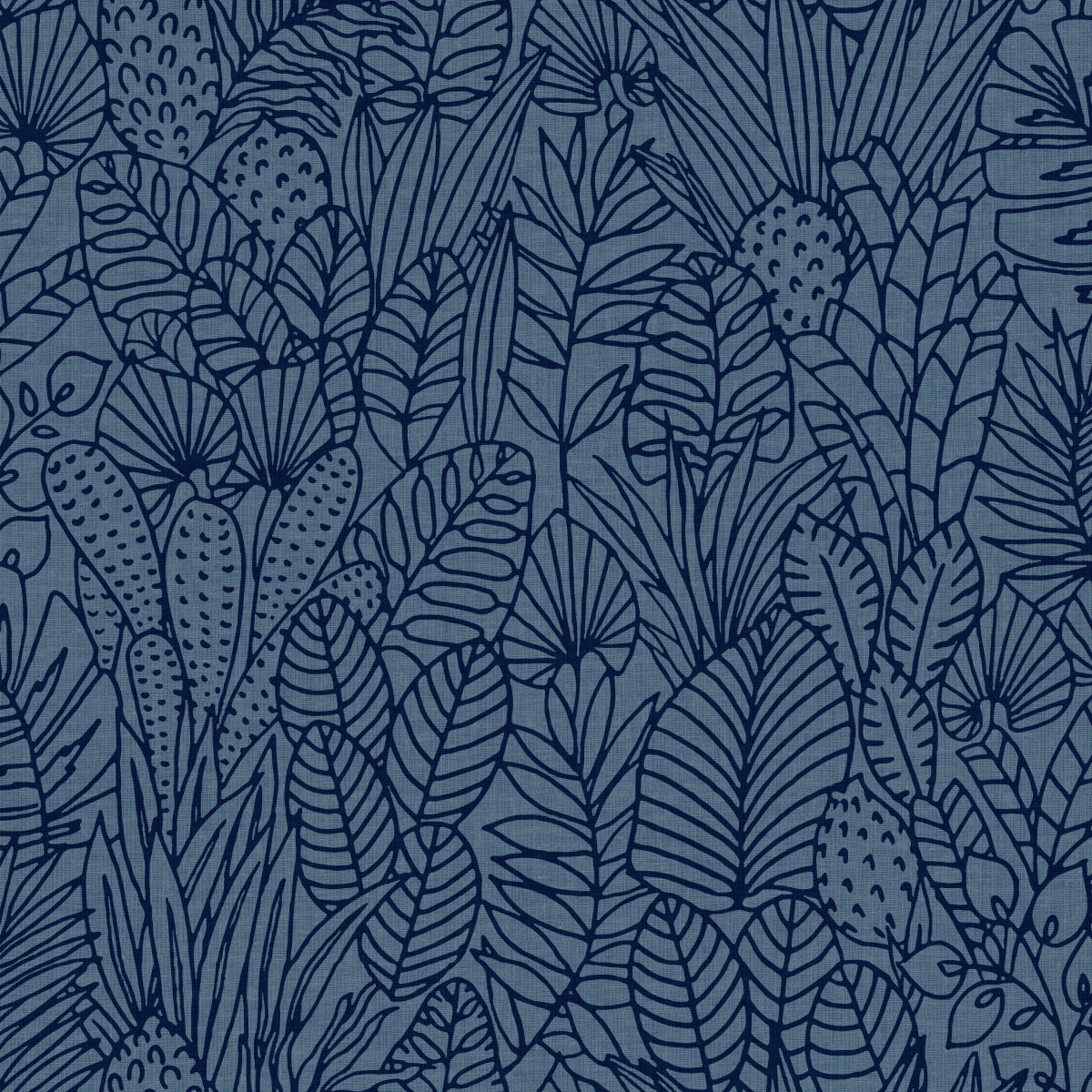 Shop Tropical Leaves Sketch Peel & Stick Wallpaper in Blue | Burke Decor