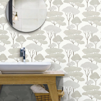 product image for Umbrella Pines White Peel & Stick Wallpaper by RoomMates for York Wallcoverings 89