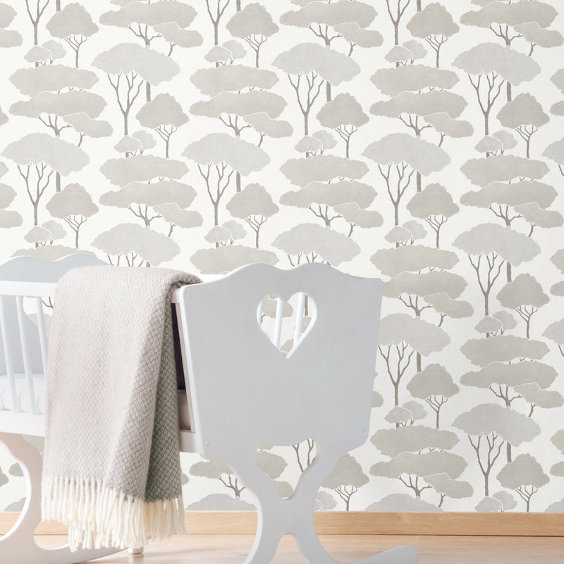media image for Umbrella Pines White Peel & Stick Wallpaper by RoomMates for York Wallcoverings 223