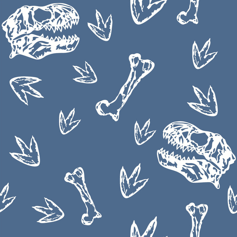 media image for Dinosaur Bones Peel & Stick Wallpaper in Blue by RoomMates 261