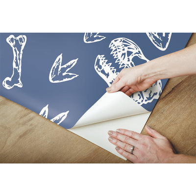 product image for Dinosaur Bones Peel & Stick Wallpaper in Blue by RoomMates 83