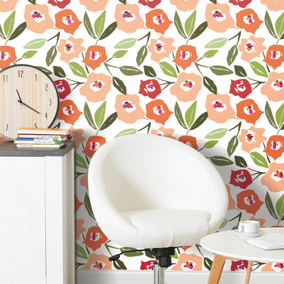 product image for Block Print Blooms Pink Peel & Stick Wallpaper by York Wallcoverings 67