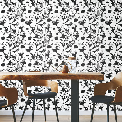 product image for Daisy Chain Black Peel & Stick Wallpaper by York Wallcoverings 56