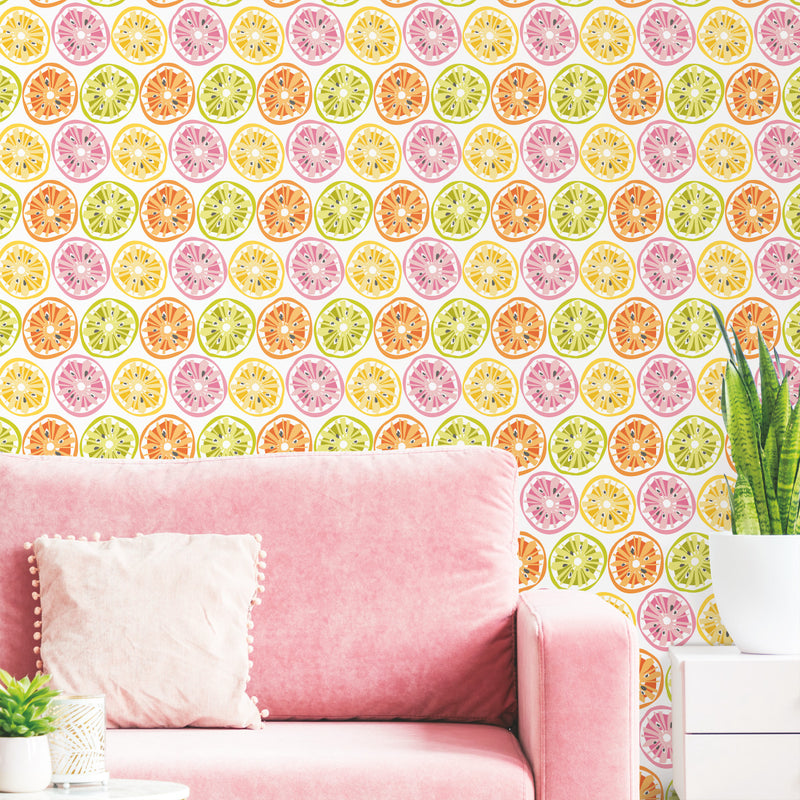 media image for Citrus Sweet Pink Peel & Stick Wallpaper by York Wallcoverings 277
