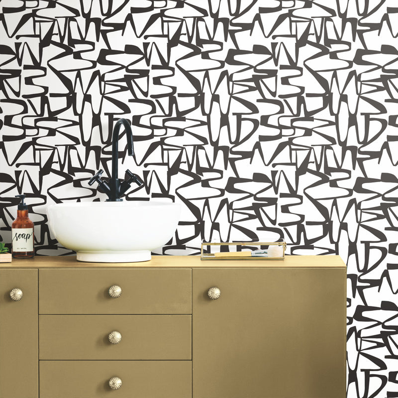 media image for Enigmatic Black Peel & Stick Wallpaper by York Wallcoverings 220