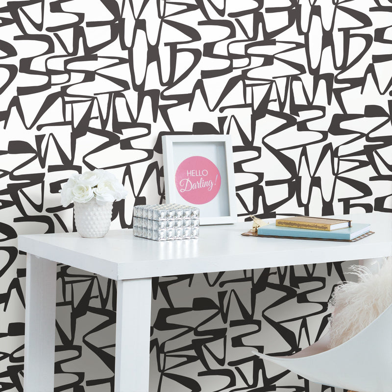 media image for Enigmatic Black Peel & Stick Wallpaper by York Wallcoverings 276