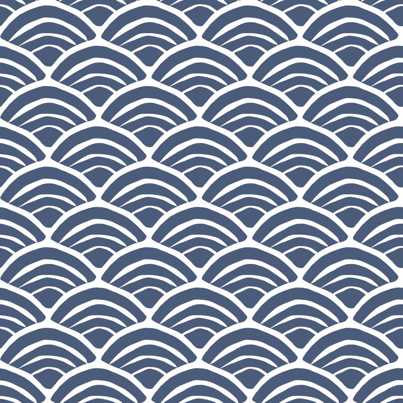 media image for Coastal Scallop Blue Peel & Stick Wallpaper by York Wallcoverings 276